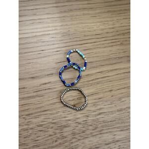 Blue Beaded Ring Stack